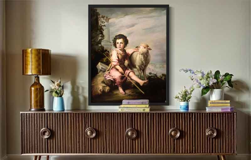 Reproducción de "El buen pastor" de Murillo, en decoración
