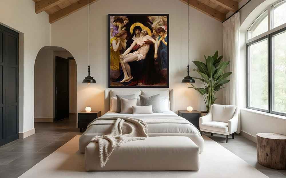 Reproducción de "Piedad" de Bouguereau en decoración