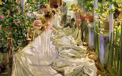 Reproducción de Cosiendo la vela de Sorolla