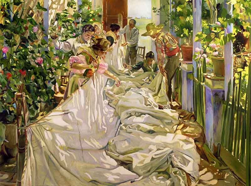 Reproducción de Cosiendo la vela de Sorolla