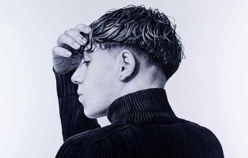 Retrato pintado con acrílicos y óleos