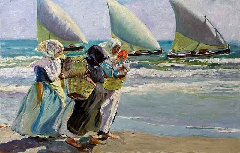 Reproducción de «Las tres velas» de Sorolla