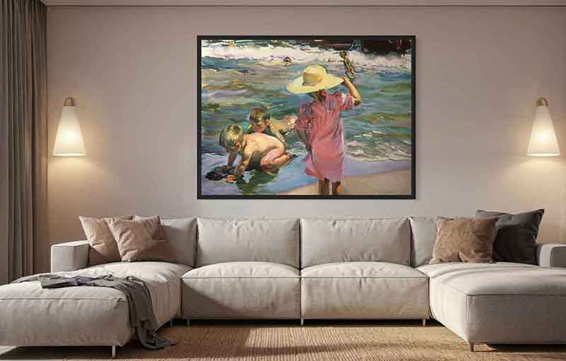 Reproducción de "Niños a la orilla del mar" de Sorolla en decoración