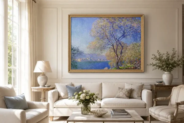 Antibes visto desde La Salis de Monet con marco. Cuadros al óleo