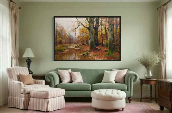 "Arroyo de un bosque en otoño" de Walter Moras en decoración