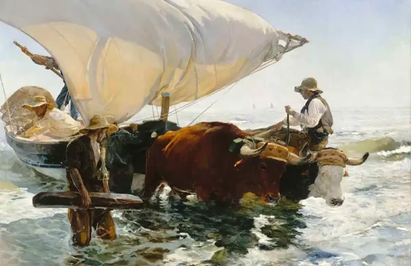 Reproducción al óleo de La vuelta de la pesca de Joaquín Sorolla