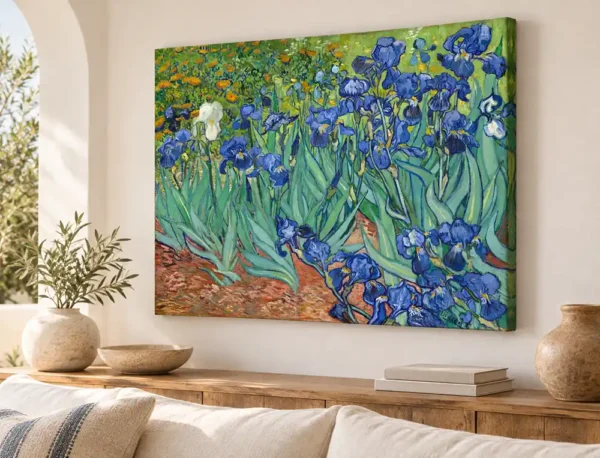 Lirios de Van Gogh con bastidor de 4 cm. Cuadros para el salón.