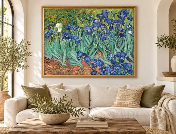 Lirios de Van Gogh con marco. Cuadros al óleo