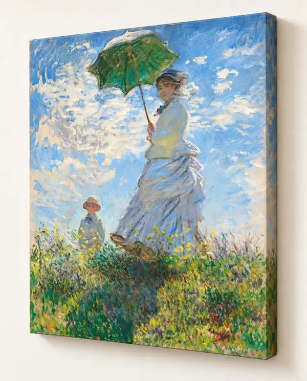 Mujer con sombrilla de Monet con bastidor de 4 cm. Reproducciones al óleo.