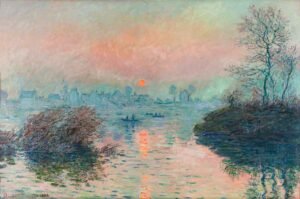 Puesta de sol sobre el Sena en Lavacourt, efecto invierno de Monet