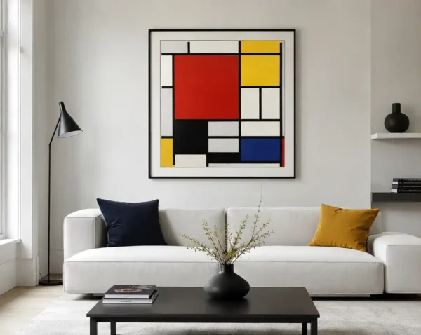 "Composición en rojo amarillo y azul" de Piet Mondrian con marco. Cuadros para el salón