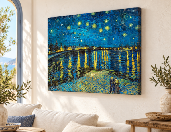 Reproducción de La noche estrellada sobre el Ródano con bastidor de 4 cm.