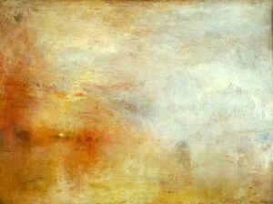 Puesta de sol sobre un lago de William Turner