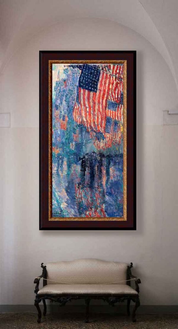 Avenida bajo la lluvia de Childe Hassam, en decoración