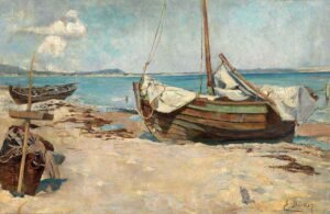 Barcos de pesca en la playa de Eugen Dücker