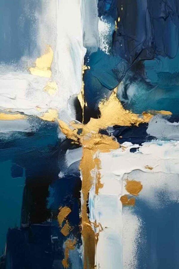 "Abstracto con azules, blancos y dorados" de Copiamuseo