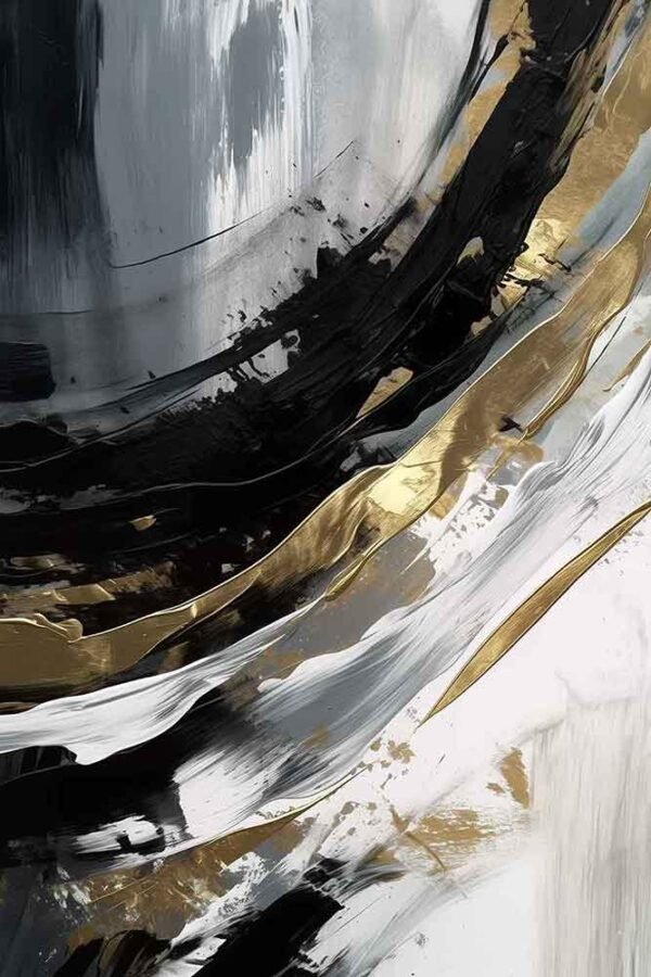 Abstracto con negros, blancos y líneas doradas por Copiamuseo