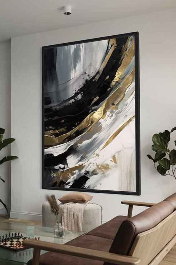 Abstracto con negros, blancos y líneas doradas por Copiamuseo en decoración 2