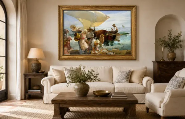 Buena pesca de Sorolla, con marco en decoración.