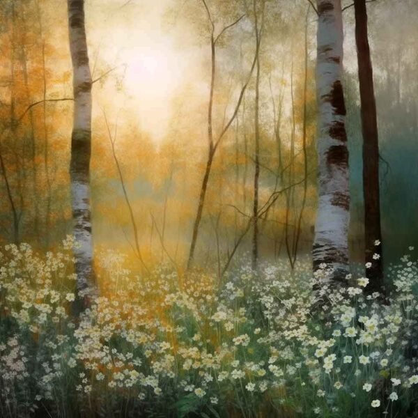 "Bosque de abedules al amanecer" de Copiamuseo