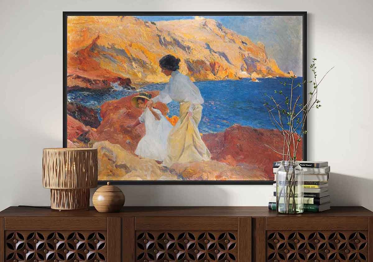 "Clotilde y Elena en las rocas en Jávea" de Sorolla en decoración