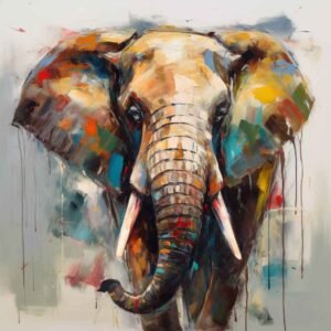 "Elefante pintado con acrílicos"