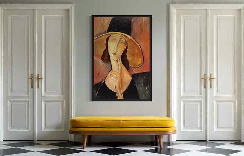 Reproducción de «Jeanne Hébuterne con gran sombrero»