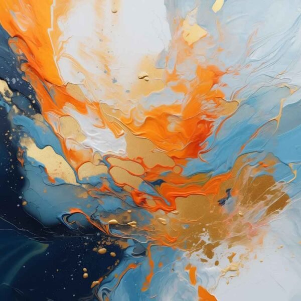 "Abstracto con azules, naranjas y dorados" de Copiamuseo