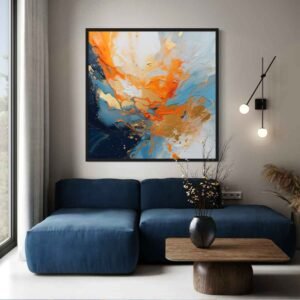 "Abstracto con azules, naranjas y dorados" de Copiamuseo en decoración