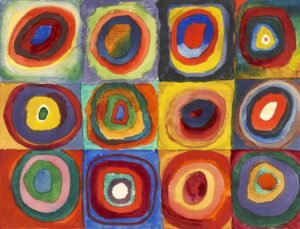 "Estudio de color: cuadrados con anillos concéntricos" de Kandinsky