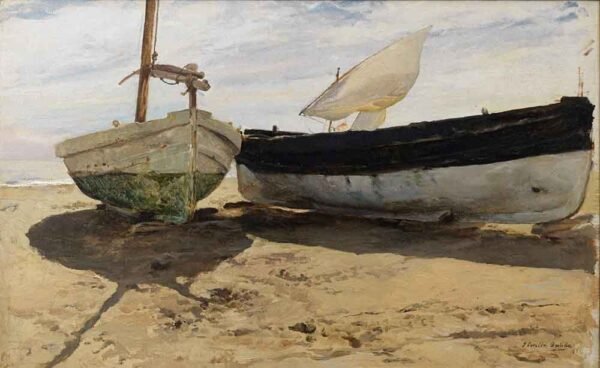 "Barcos de pesca en la playa, Valencia" de Sorolla
