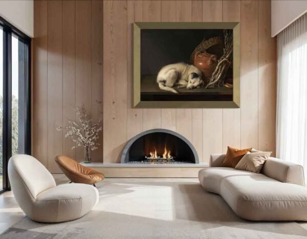 "Perro descansando" de Gerrit Dou en decoración
