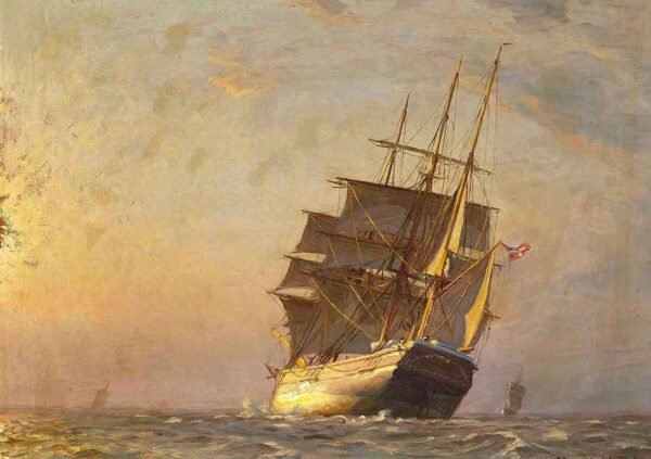"Tres mástiles en el mar al amanecer" de Christian Molsted