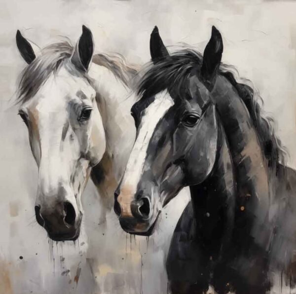"Caballos blanco y negro"