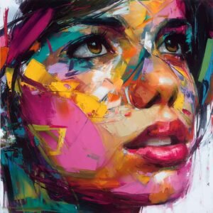 Retrato estilo Nielly gama púrpuras