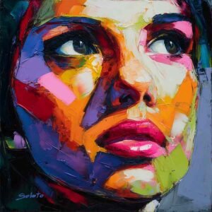 Estilo Nielly con violetas, naranjas y verdes