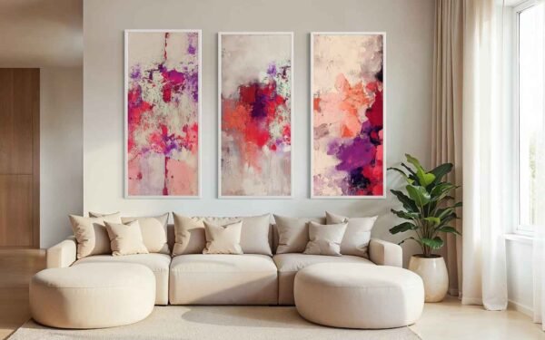 Conjunto de tres piezas abstractas en decoración