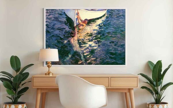 " El bote blanco" de Sorolla, marco blanco