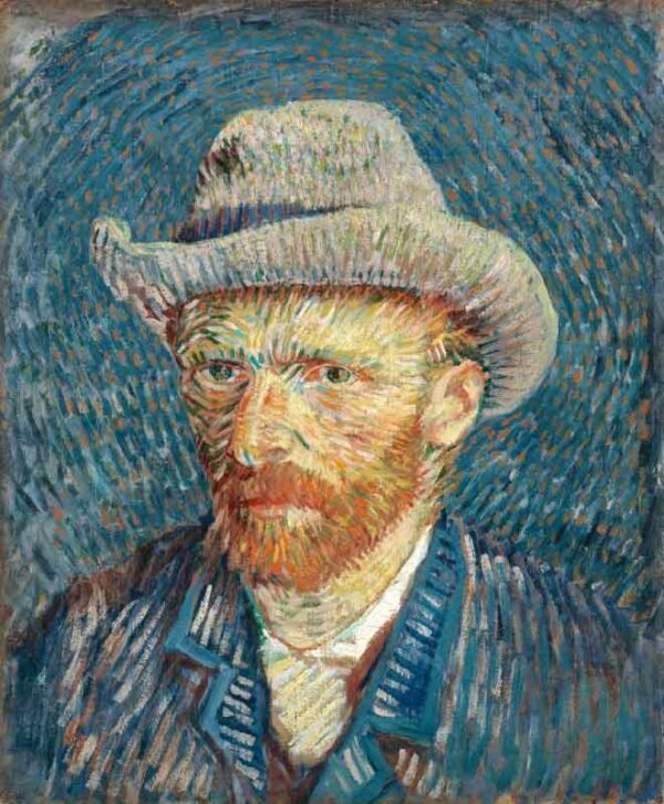 "Autorretrato con sombrero de fieltro gris" de Van Gogh