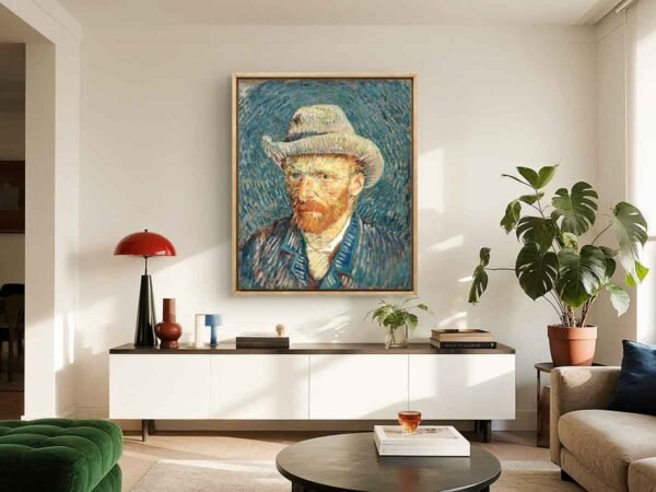 "Autorretrato con sombrero de fieltro gris" de Van Gogh en decoración