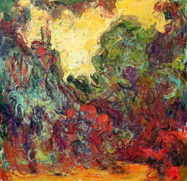 "La casa del artista desde el jardín de rosas" de Monet