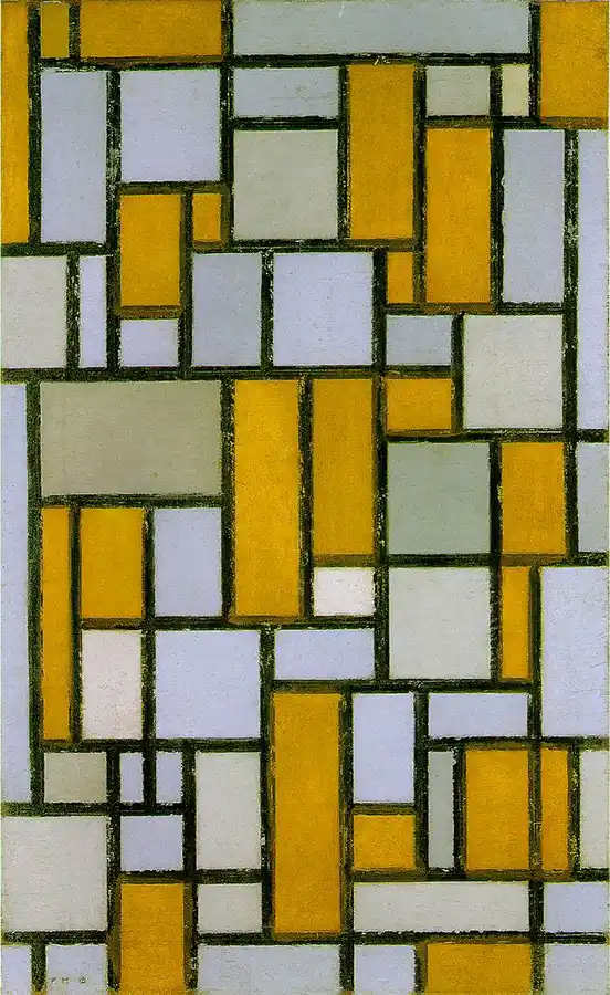 Composición con gris y marrón claro de Piet Mondrian "Composición con gris y marrón claro" de Piet Mondrian. Pintura abstracta. Abstracción geométrica