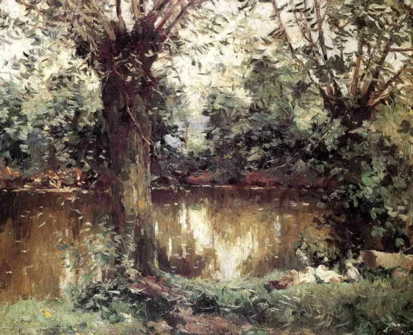 Reproducción al óleo de Orillas del río Yerres de Gustave Caillebotte