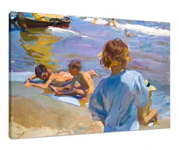 "Niños en la playa, Valencia" de Joaquín Sorolla, bastidor de 4