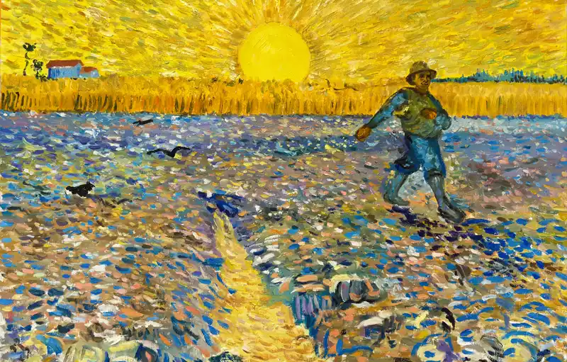 Reproducción al óleo de «EL sembrador a la puesta de sol»
