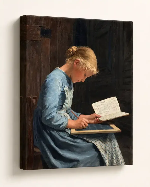 Aplicada (Fleissig) de Albert Anker, con Bastidor de 4 cm, listo para colgar