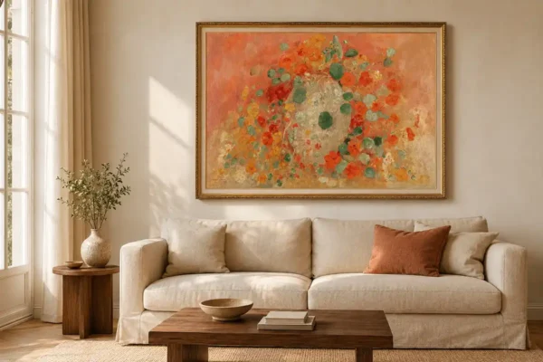"Capuchinas" de Odilon Redon con marco en decoración. Cuadros al óleo