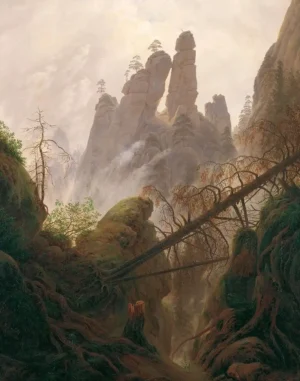 Paisaje rocoso en las montañas de arenisca del Elba, de Caspar David Friedrich.