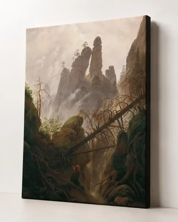Paisaje rocoso en las montañas de arenisca del Elba de Caspar David Friedrich, con bastidor de 4 cm