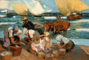 Reproducción al óleo de Playa de Valencia. Sol de tarde de Joaquín Sorolla